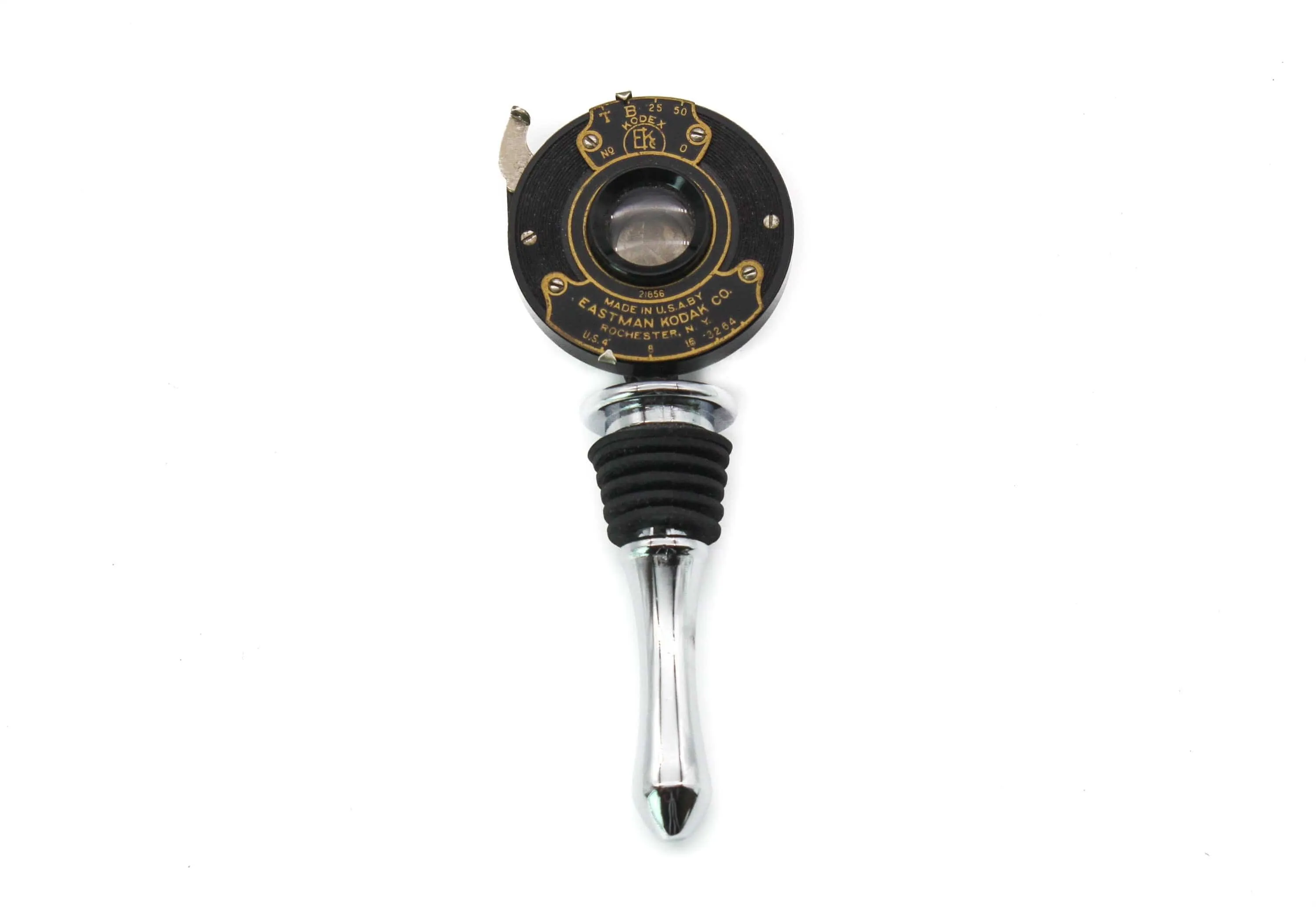 Steampunk Bottle Stopper with Vintage Camera Lens, Wine Accessory, Champagne Wine Stopper, Hostess Gift, Cyberpunk Art, Bar Accessory