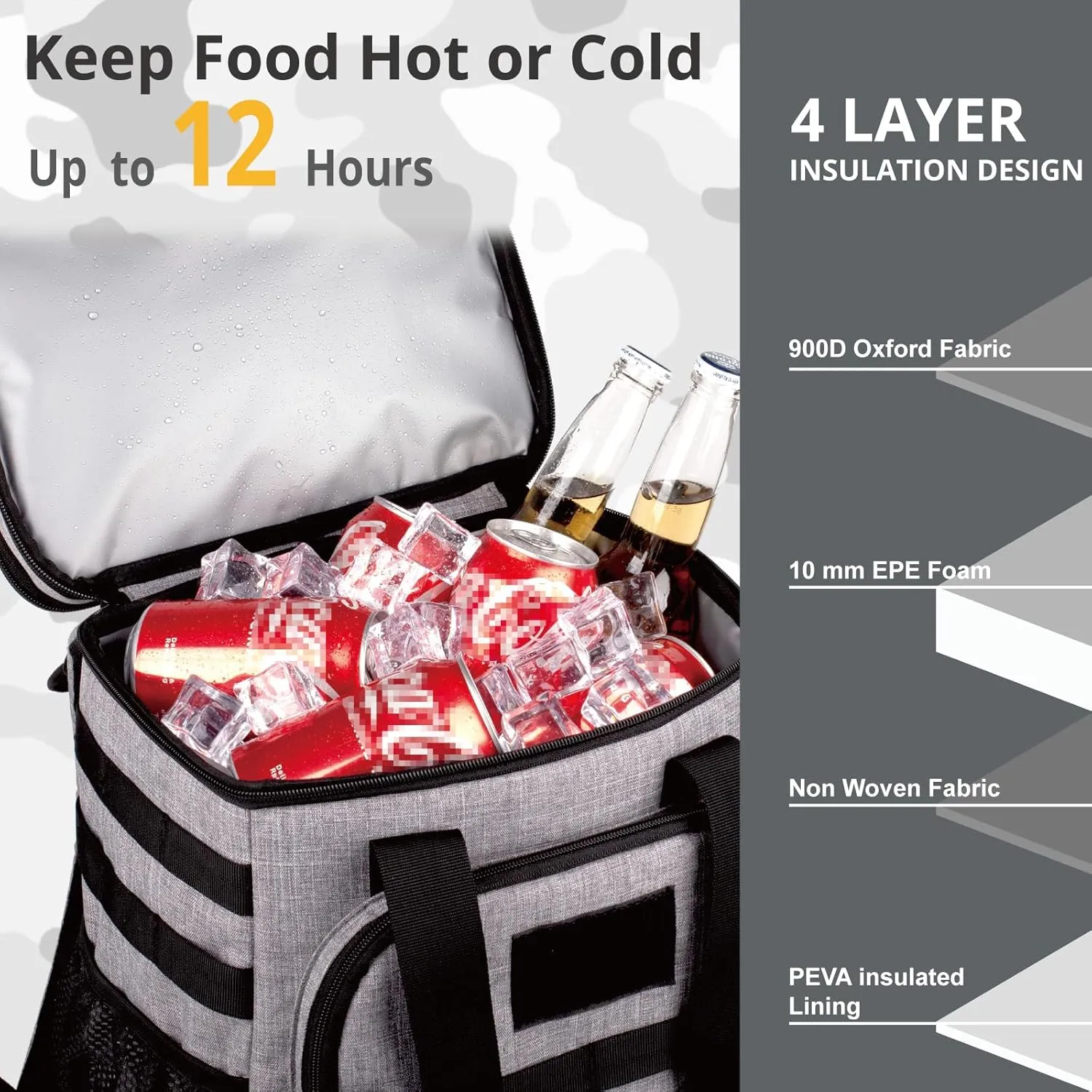 Tactical Backpack Cooler,Lunch Backpack for Men Adults Work with HandleSoft Cooler Backpack Insulated Waterproof Leak Proof