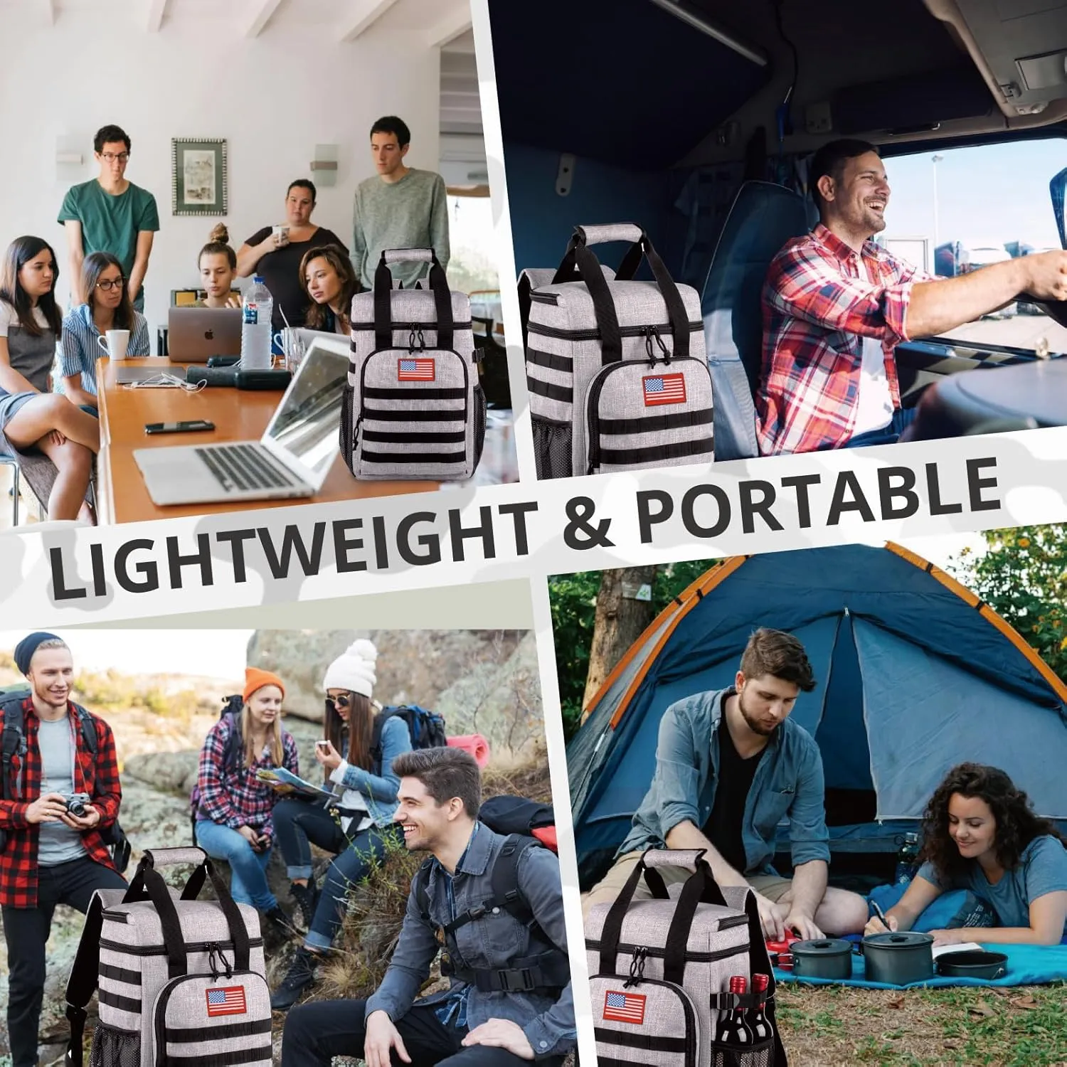 Tactical Backpack Cooler,Lunch Backpack for Men Adults Work with HandleSoft Cooler Backpack Insulated Waterproof Leak Proof