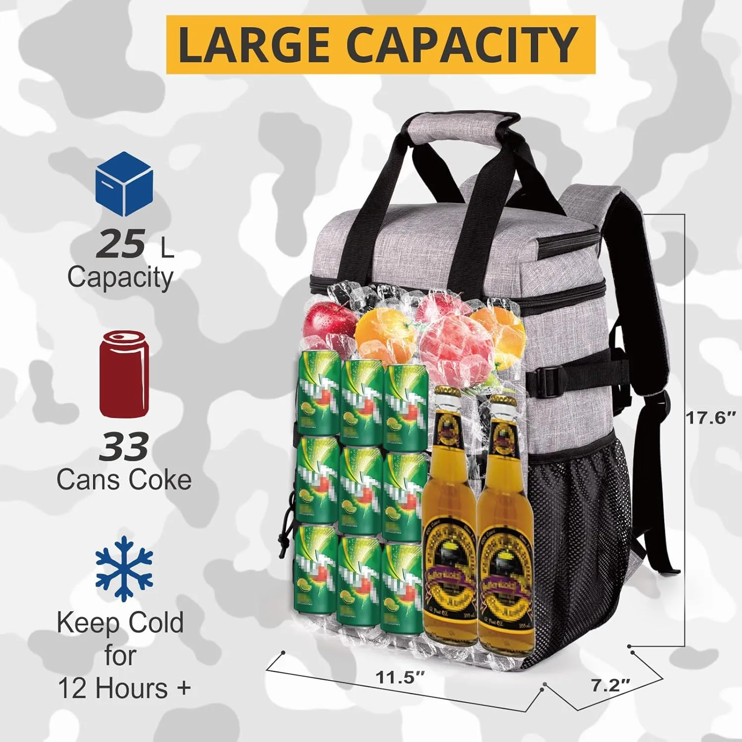 Tactical Backpack Cooler,Lunch Backpack for Men Adults Work with HandleSoft Cooler Backpack Insulated Waterproof Leak Proof
