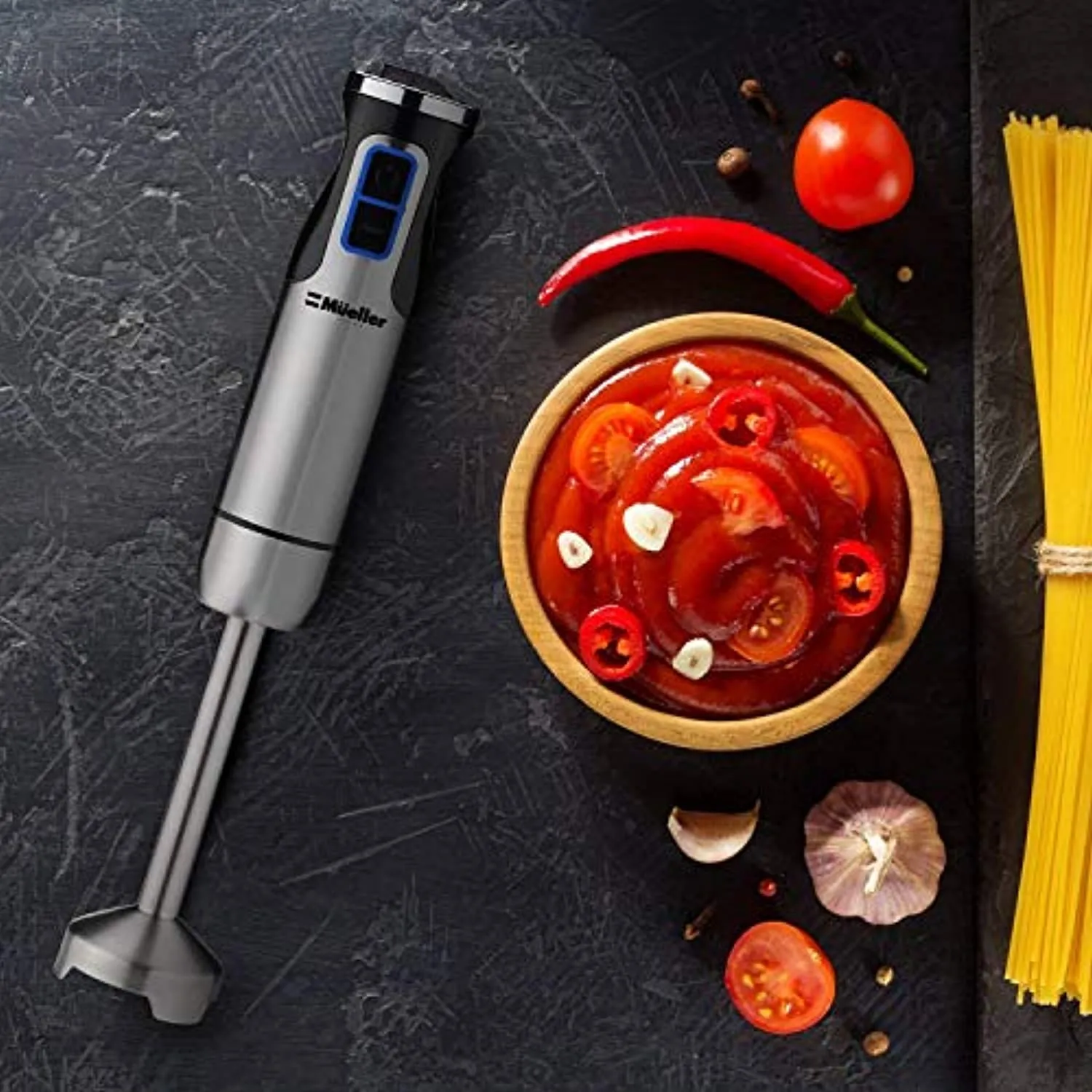 Ultra-Stick 500 Watt 9-Speed Immersion Multi-Purpose Hand Blender Heavy Duty Copper Motor Brushed 304 Stainless Steel With Whisk, Milk Frother