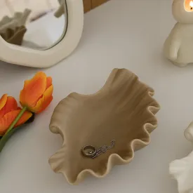WENSHUO Ocean Shell Ceramic Decorative Bowl, Jewelry Dish for Rings, Trinkets, Cr??me (Coconut Caf??)