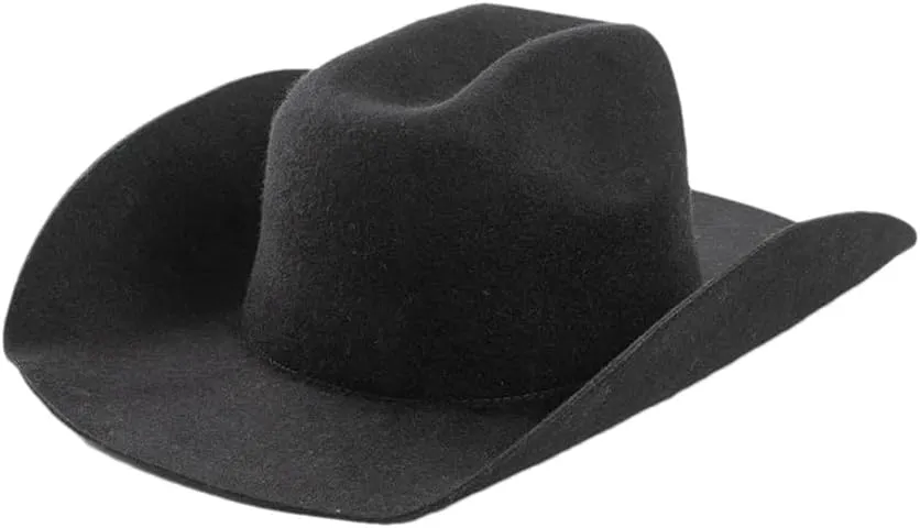 Women 100% Australian Wool Felt Unisex Curly Wide Brim Cowboy Panama Hat