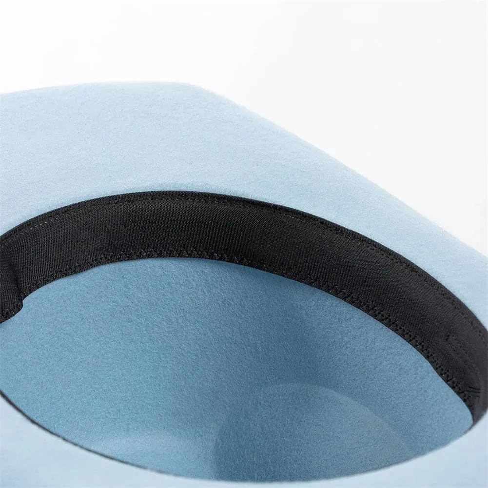 Women 100% Australian Wool Felt Unisex Curly Wide Brim Cowboy Panama Hat