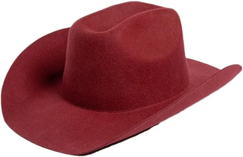 Women 100% Australian Wool Felt Unisex Curly Wide Brim Cowboy Panama Hat