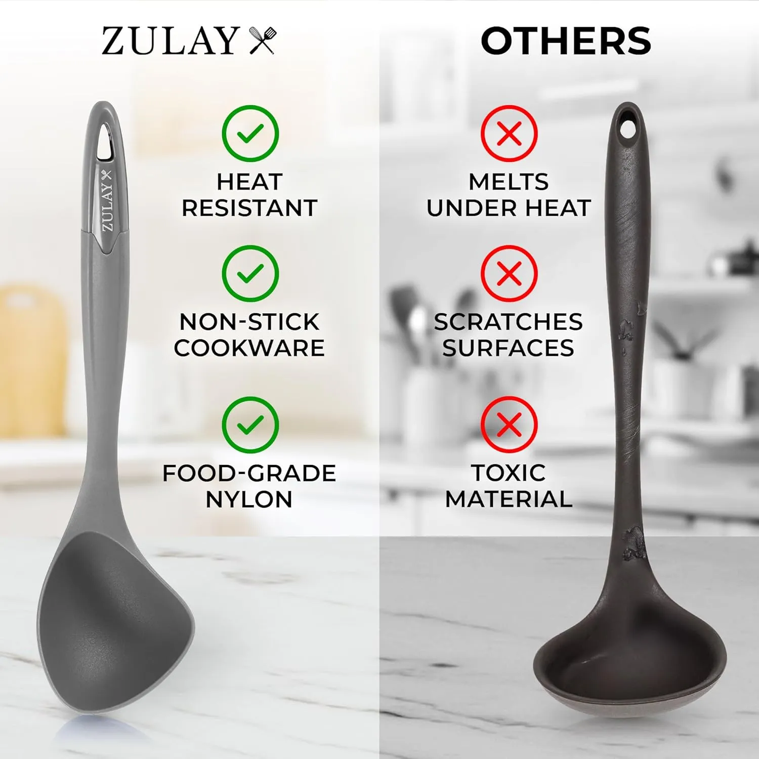 Zulay Kitchen 304 Stainless Steel Fine Mesh Strainer For Kitchen - Sieve Sifters For Food, Tea, Rice, Oil, Noodles, Fruits, Vegetables - Rust-Proof, Easy to Clean Drink Strainer (Silver)