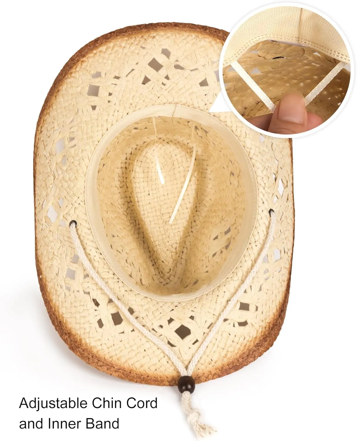 Zylioo XXL Straw Cowboy Hat,Large Size Western Cowgirl Hat,Wide Brim Woven Summer Sun Hats,Breathable Beach Travel Hats