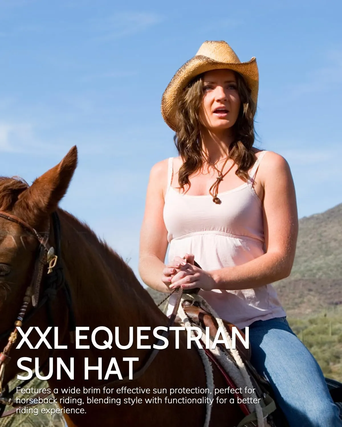 Zylioo XXL Straw Cowboy Hat,Large Size Western Cowgirl Hat,Wide Brim Woven Summer Sun Hats,Breathable Beach Travel Hats