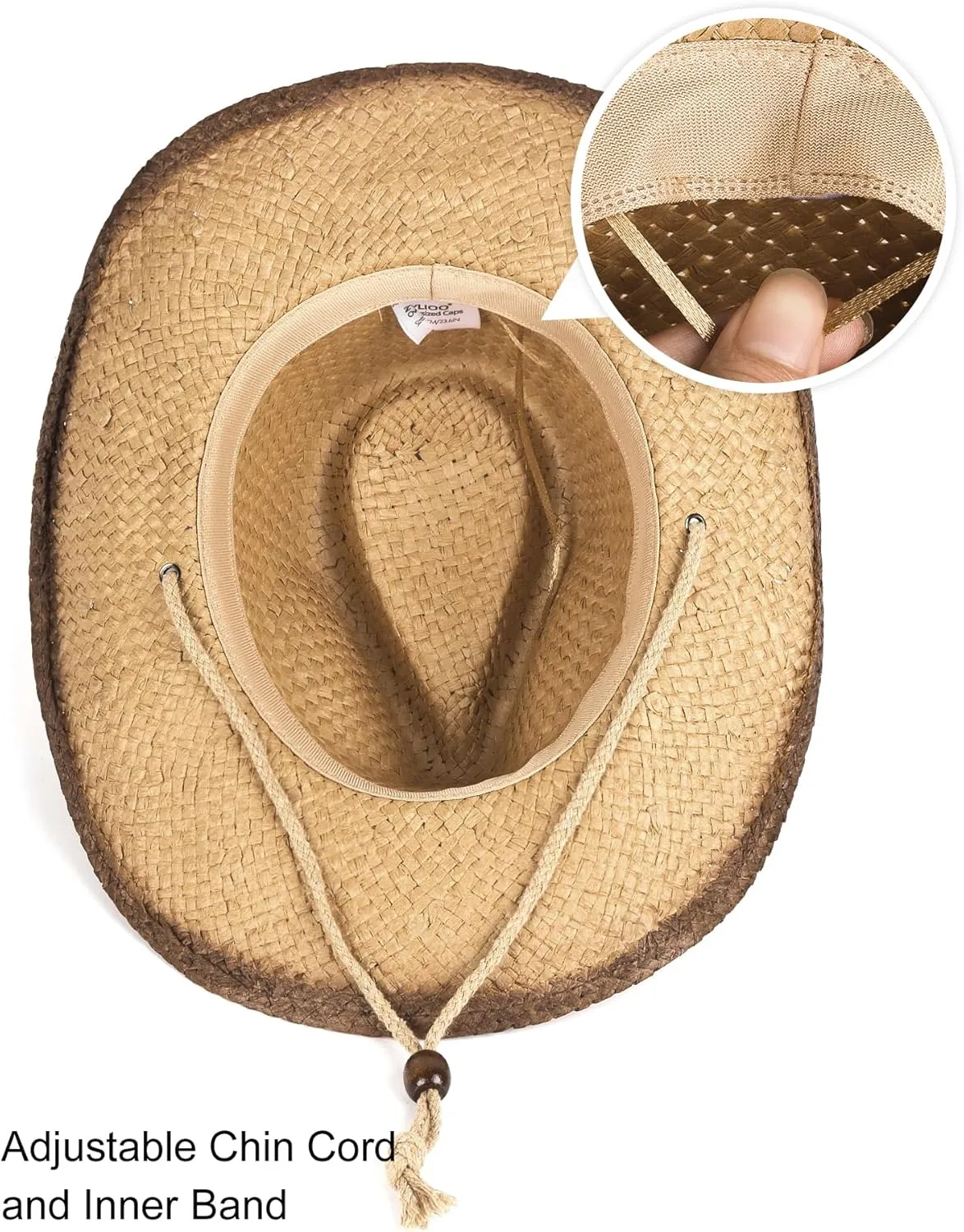 Zylioo XXL Straw Cowboy Hat,Large Size Western Cowgirl Hat,Wide Brim Woven Summer Sun Hats,Breathable Beach Travel Hats